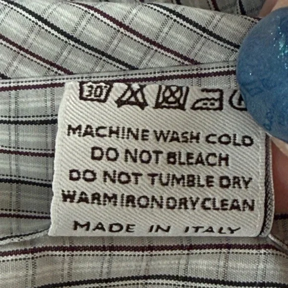 Canali Brushed Button Down Shirt Mens 44-17 1/2 Cream Red Check Business Italy - Picture 11 of 11